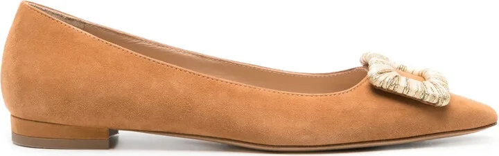Canary suede ballerina shoes