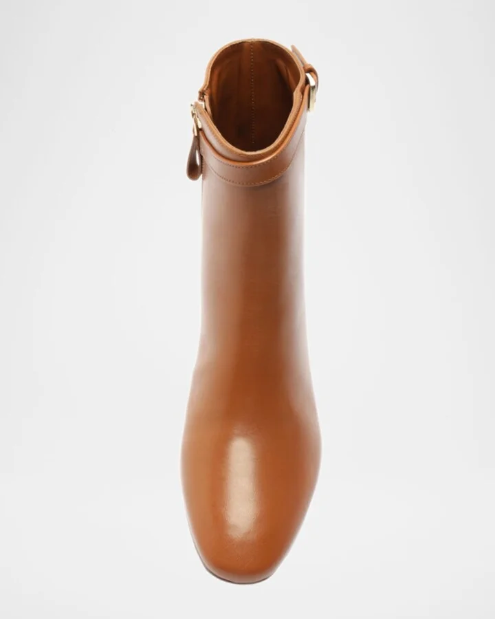Candance Leather Buckle Ankle Booties - Image 2