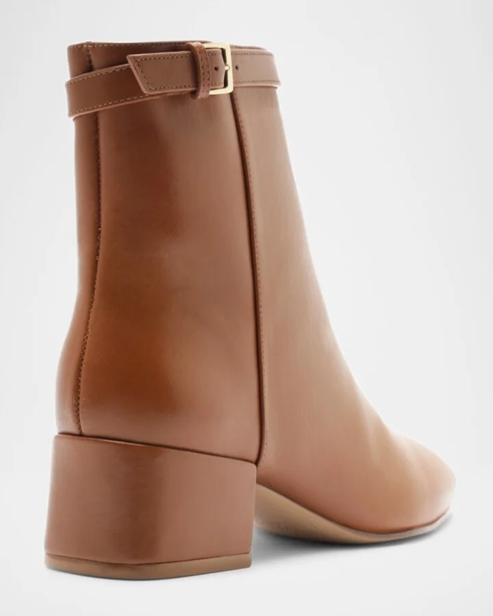 Candance Leather Buckle Ankle Booties - Image 3