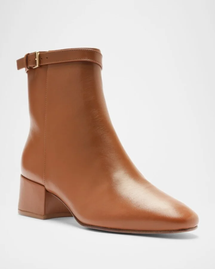 Candance Leather Buckle Ankle Booties - Image 4
