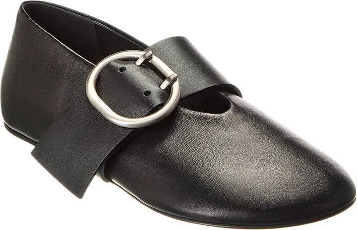 Cannolo Buckle Strap Leather Flat