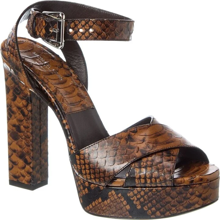 Cannon Runway Python-Embossed Leather Platform Sandal