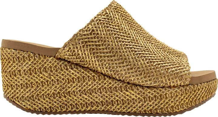 Canteen Water Resistant Raffia Wedge Platform Sandal - Image 3