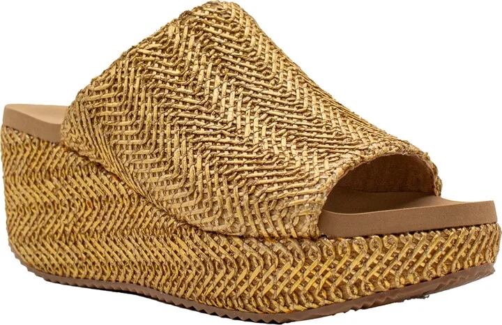 Canteen Water Resistant Raffia Wedge Platform Sandal