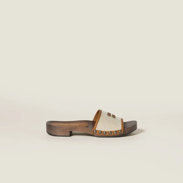 Canvas and leather clogs - Image 2