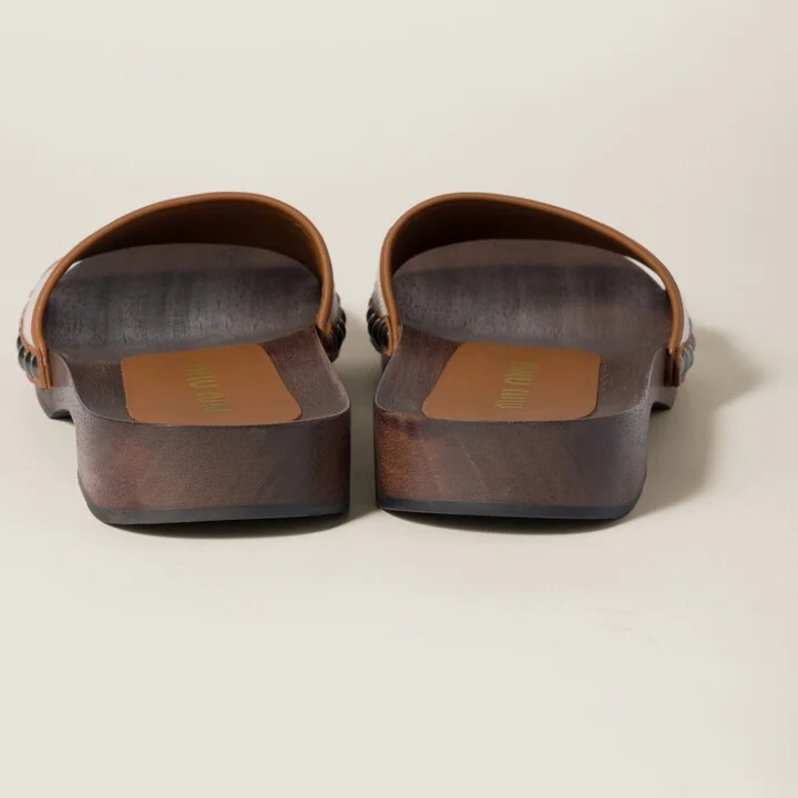 Canvas and leather clogs - Image 3