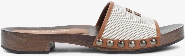 Canvas and Leather Clogs