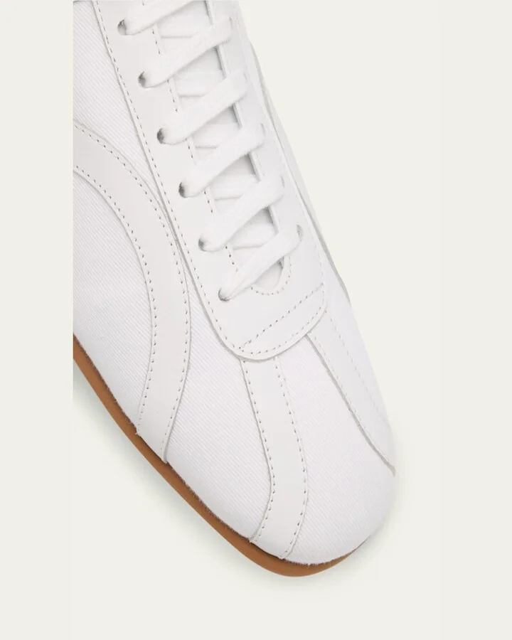 Canvas and Leather Low-Top Sneakers - Image 4