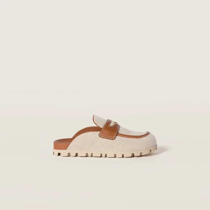 Canvas and leather mules - Image 2