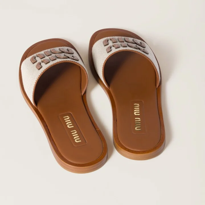 Canvas and leather slides - Image 3