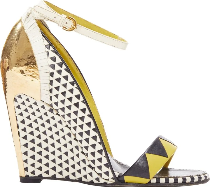 Cap Heel Geometric Wedge Sandals