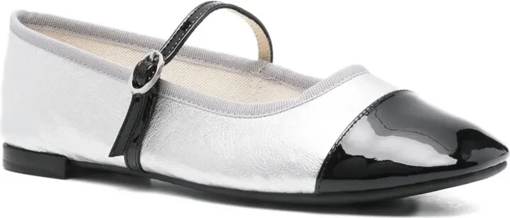 Cap-Toe Ankle-Strap Ballet Flats - Image 2