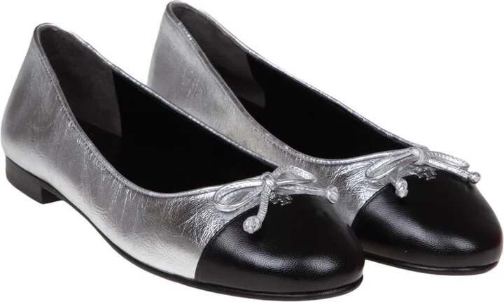 Cap-toe Ballerina In Metallic Leather - Image 2