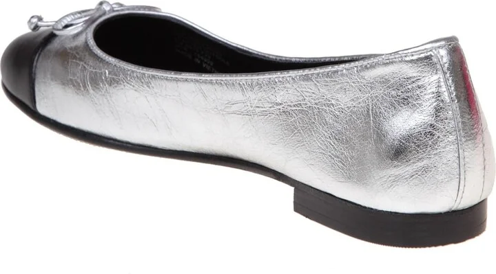 Cap-toe Ballerina In Metallic Leather - Image 4