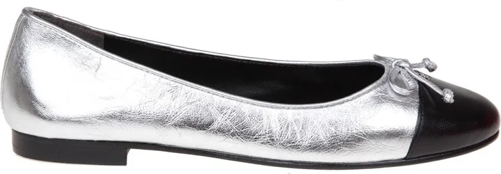 Cap-toe Ballerina In Metallic Leather