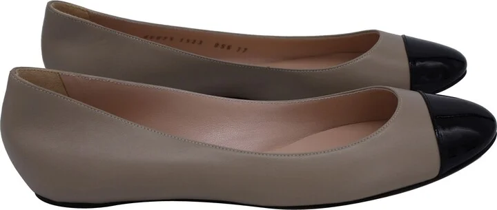 Cap Toe Ballet Flats in Nude Leather