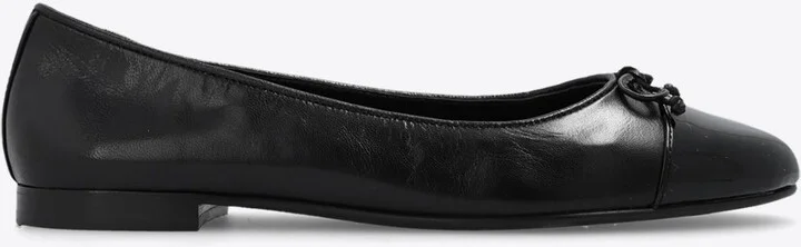 Cap-Toe Calf Leather Ballet Flats