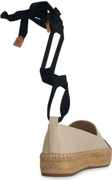 'cap-toe' Cream Leather Espadrilles - Image 3