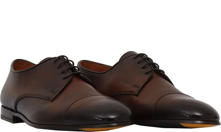 Cap Toe Derby Shoes In Dark Brown - Image 2