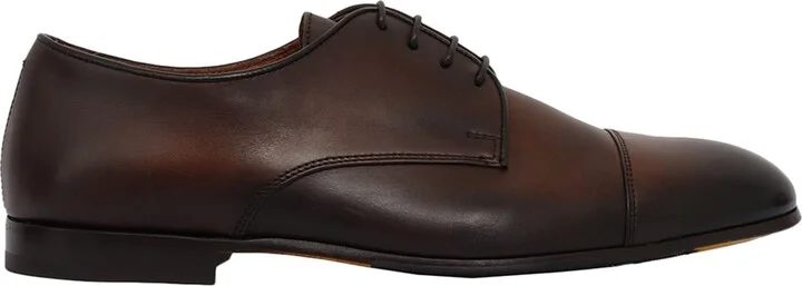 Cap Toe Derby Shoes In Dark Brown