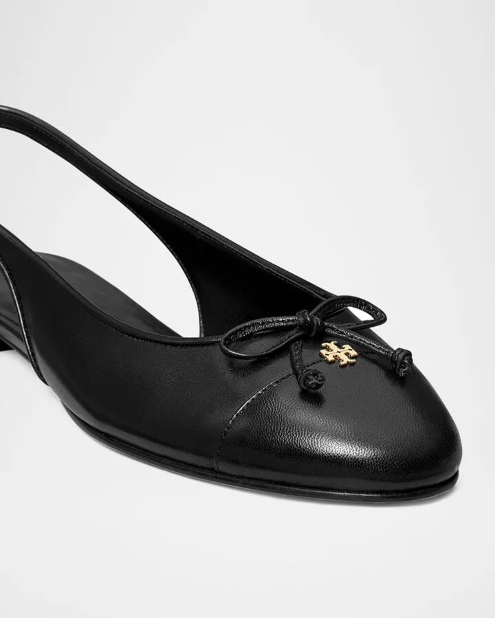 Cap-Toe Leather Slingback Ballerina Flats - Image 4