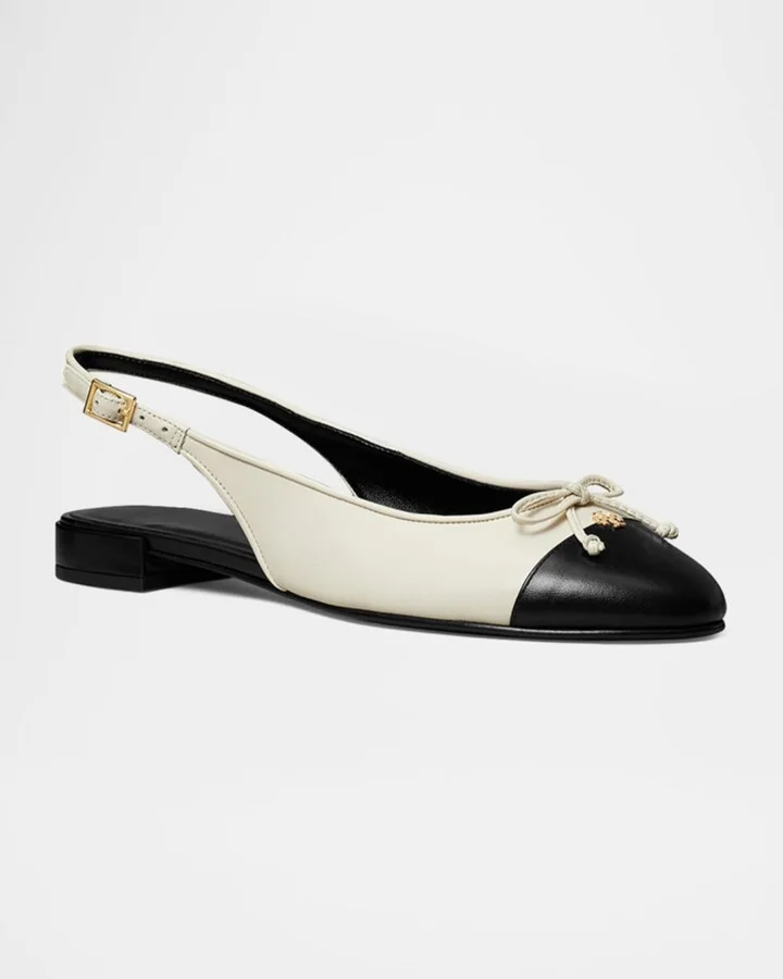 Cap-Toe Leather Slingback Ballerina Flats - Image 6