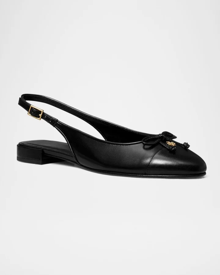 Cap-Toe Leather Slingback Ballerina Flats - Image 7
