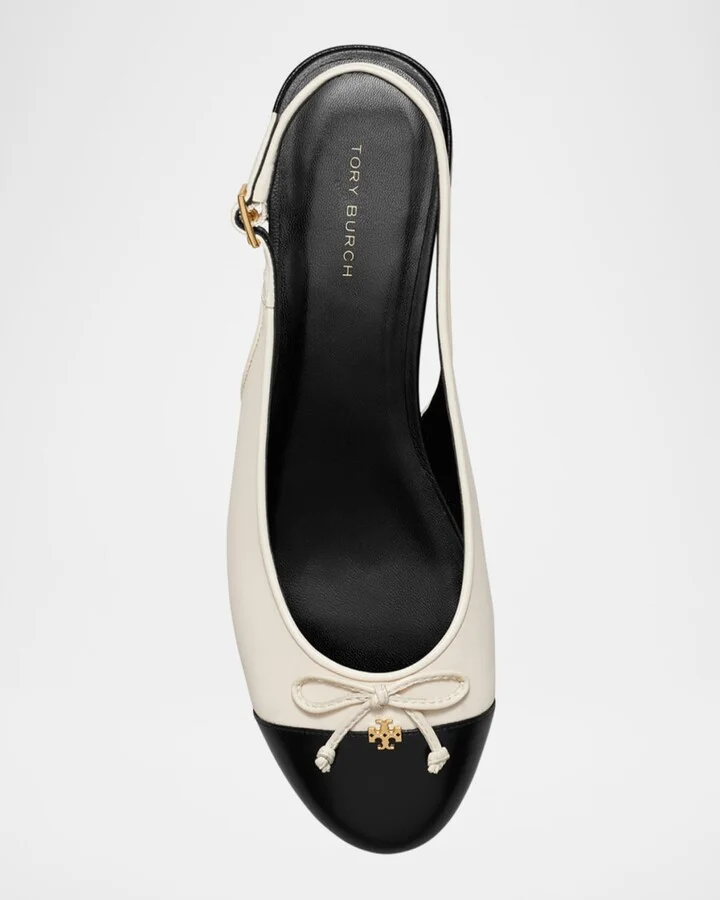 Cap-Toe Leather Slingback Ballerina Flats - Image 10