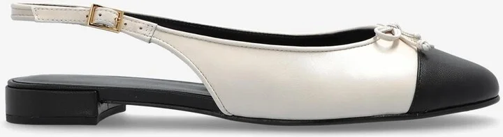 Cap-Toe Leather Slingback Flats