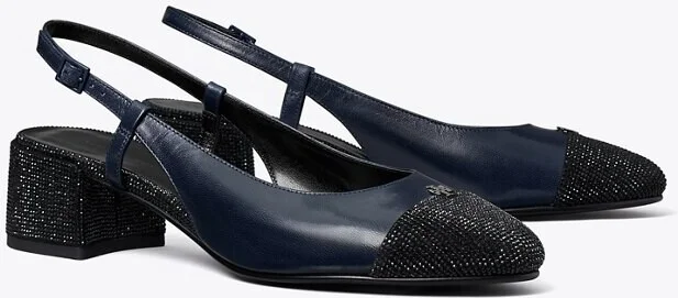 Cap-Toe Pavé Slingback Pump