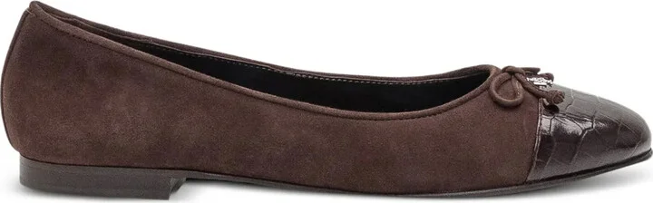 Cap-Toe Suede Ballet Flats