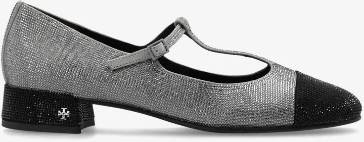 Cap-Toe T-strap Pavé Ballet Flats