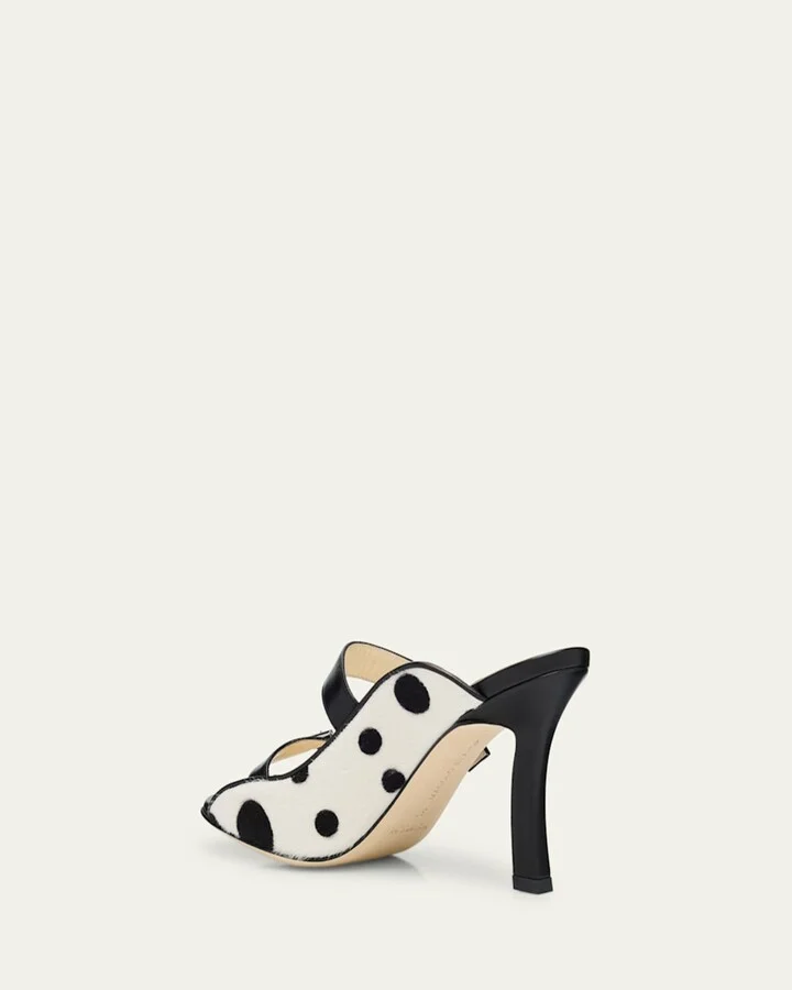 Capbal Polka Dot Calf Hair Mule Sandals - Image 2