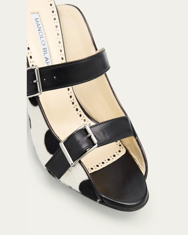 Capbal Polka Dot Calf Hair Mule Sandals - Image 3