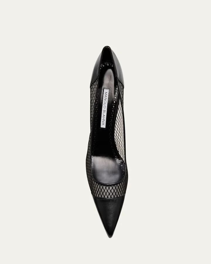 Capcour Net Leather Cap-Toe Pumps - Image 5