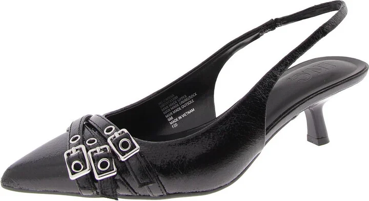 Capeka Womens Faux Leather Pointed Toe Slingback Heels