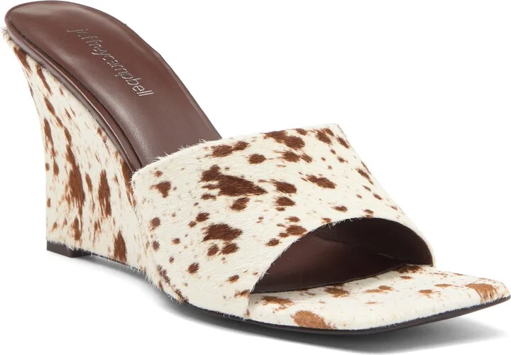 Capital F Genuine Calf Hair Wedge Sandal