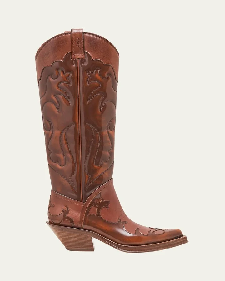 Capitana Tall Bicolor Leather Cowboy Boots