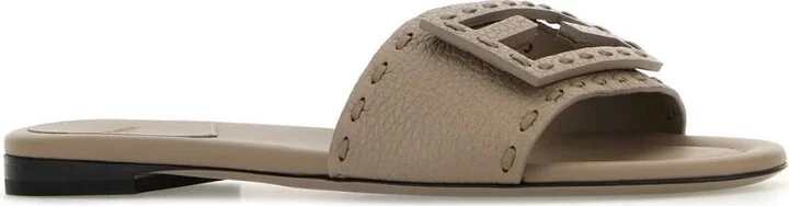 Cappuccino Leather Baguette Slippers - Image 2