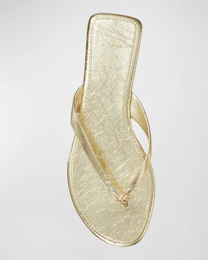 Capri Metallic Flip Flop Sandals - Image 2