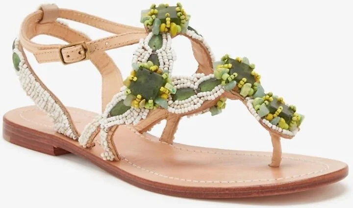 Capri Sandal In Green/beige