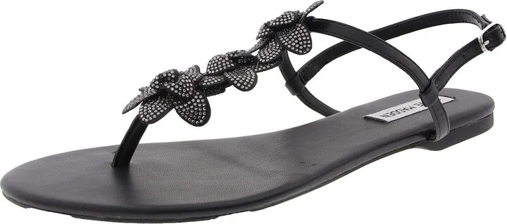 Caprina Womens Rosette Faux Leather Slingback Sandals