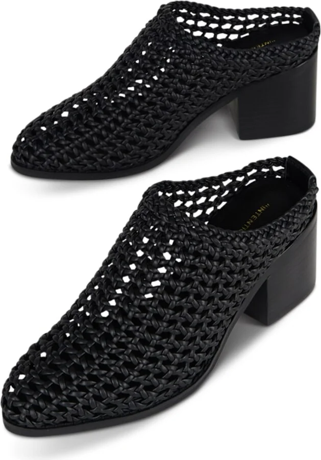 Caps Heeled Mule-Black