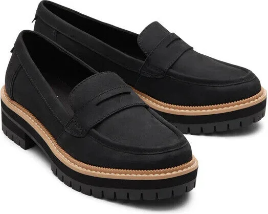 Cara 10020224-001 Loafer Women's US 8 Black Leather Casual Shoes KHD1887