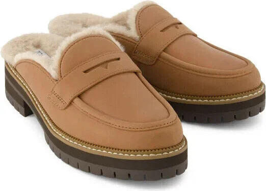 Cara 10021732 Loafer Womens 7.5 Brown Leather Faux Fur Slip On Mule KHD1522