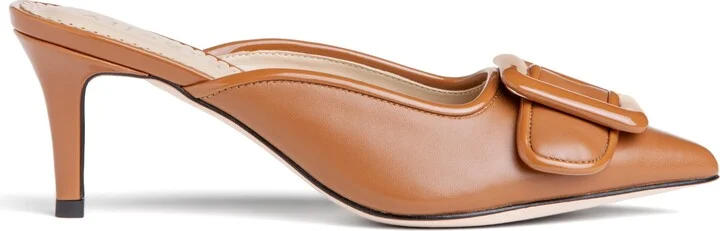 Cara Brown Comfortable Work Day Leather Mule - Image 3