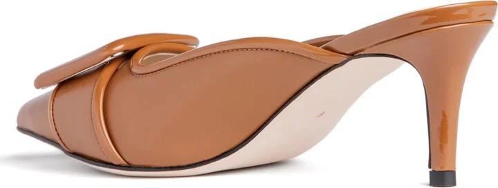 Cara Brown Comfortable Work Day Leather Mule - Image 8