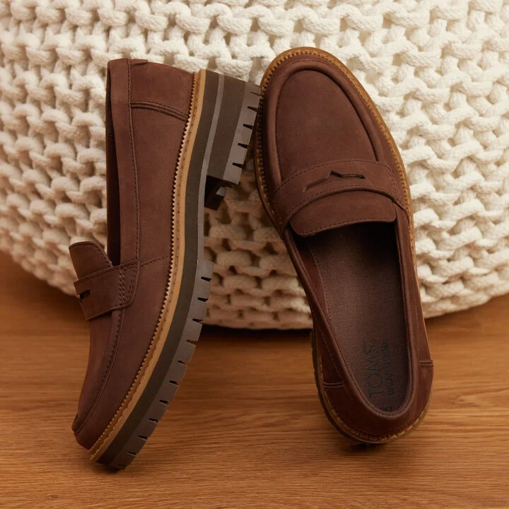 Cara Dark Leather Loafer Flat - Image 3