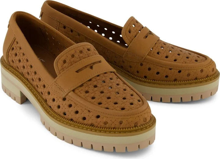 Cara Loafer Brown Sugar Embossed Perforated Flat - Image 3