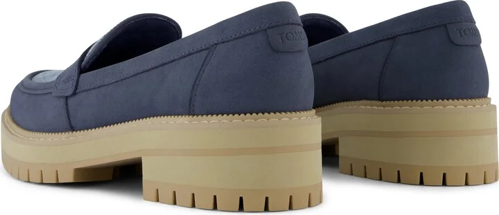 Cara Loafer Dark Sky Leather and Denim Flat - Image 4